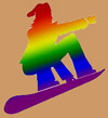 rainbow snowboarder